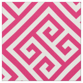 Raspberry White Med Greek Key Diag T Pattern #1 Stof (Close Up)