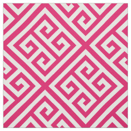Raspberry White Med Greek Key Diag T Pattern #1 Stof