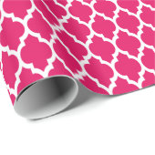 Raspberry White Moroccan Quatrefoil Pattern #4 Cadeaupapier (Rol Hoek)