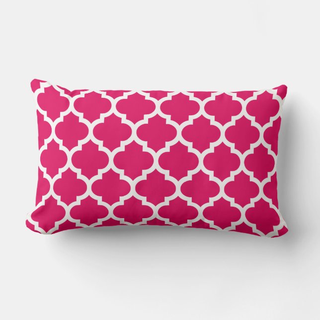 Raspberry White Moroccan Quatrefoil Pattern #5 Kussen (Voorkant)