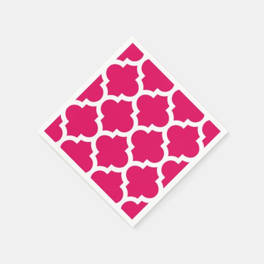 Raspberry White Moroccan Quatrefoil Pattern #5 Servetten (Hoek)
