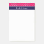 Raspberry White Polka Dots Navy Blue Name Monogram Post-it® Notes (Voorkant)