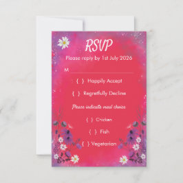 Raspberry Wildflower - RSVP card vertical Kaartje