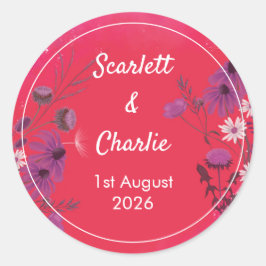 Raspberry Wildflower - uitnodiging sticker