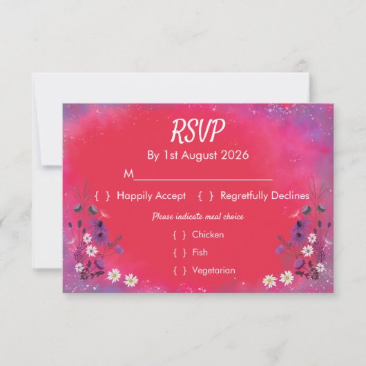 Raspberry Wildflowers - RSVP card Kaartje (Voorkant)