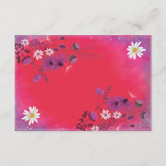 Raspberry Wildflowers - Wedding enclosure card Informatiekaartje (Achterkant)