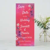 Raspberry Wildflowers - wedding invitation Save The Date (Staand voorkant)