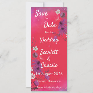 Raspberry Wildflowers - wedding invitation Save The Date