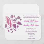 Raspberry Wisteria Leaf Wedding Butterfly Invites Kaart (Voorkant / Achterkant)