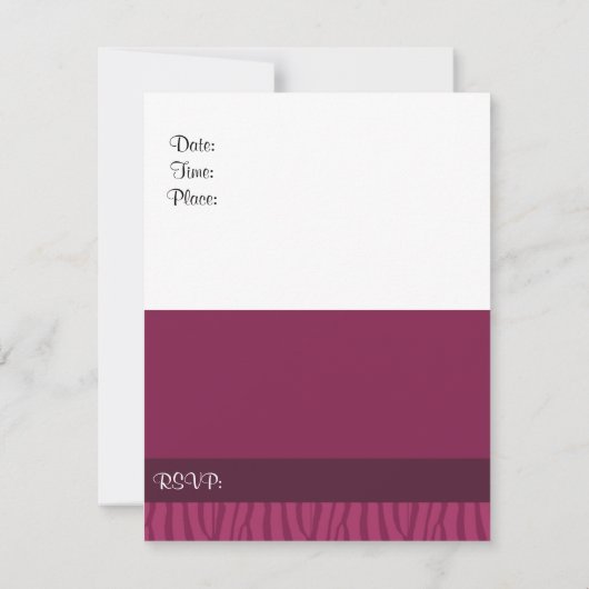 Raspberry Zebra Pattern Birthday Uitnodiging (Achterkant)