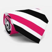 Raspberry zwart witte diagonale strepen stropdas (Opgerold)