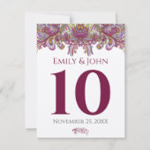  RaspberryDamask Wedding Table Number Kaarten (Voorkant)
