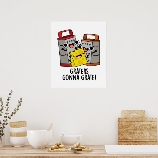Raspen Grate Grappige Kaas Pun Poster (Keuken)