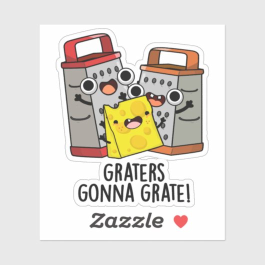 Raspen Grate Grappige Kaas Pun Sticker (Vel)