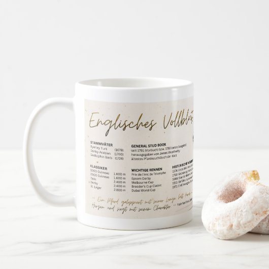 [Rasse-Tasse] ENGLISCHES VOLLBLUT Koffiemok (Met donut)