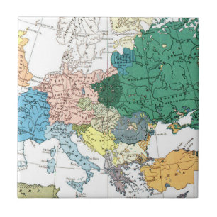 Rassen Kaart van Europa Tegeltje