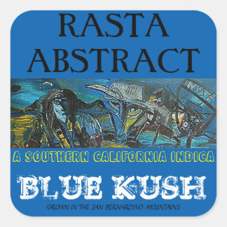 RASTA ABSTRACT BLAUW KUSH VIERKANTE STICKER