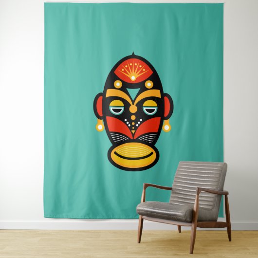 Rasta Afrikaans masker Wandkleed (In situ)