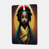 Rasta Baby Jesus Metalen Ornament (Voorkant links)