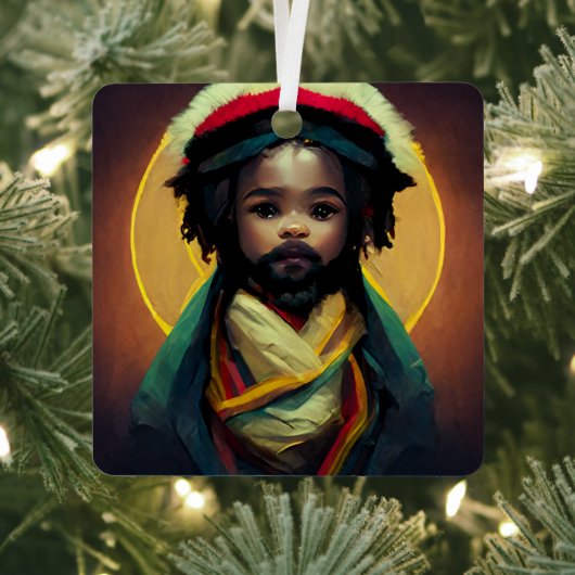 Rasta Baby Jesus Metalen Ornament (Insitu)