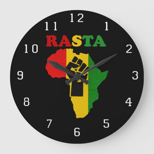Rasta Black Power Fist boven Afrika. Grote Klok (Voorkant)