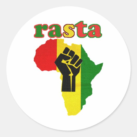 Rasta Black Power Fist over Afrika Ronde Sticker (Voorkant)