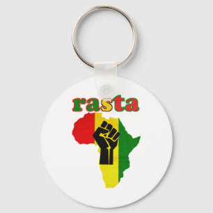 Rasta Black Power Fist over Afrika Sleutelhanger