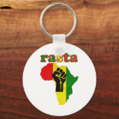 Rasta Black Power Fist over Afrika Sleutelhanger (Voorkant)