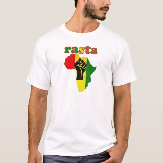Rasta Black Power Fist over Afrika T-shirt (Voorkant)