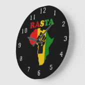 Rasta Black Power Fist over Afrikaanse wandklok (Hoek)