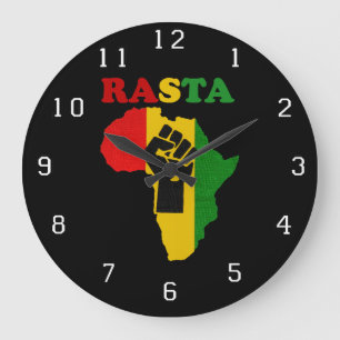 Rasta Black Power Fist over Afrikaanse wandklok