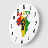 Rasta Black Power Fist over Afrikaanse wandklok (Hoek)