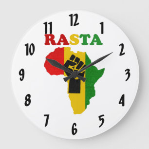 Rasta Black Power Fist over Afrikaanse wandklok