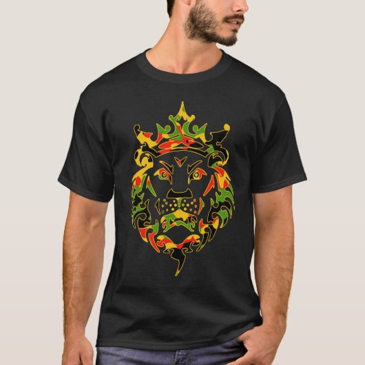 Rasta Camo Lion Dark T-shirt (Voorkant)