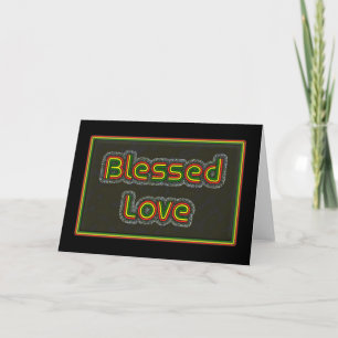 Rasta Color Bold text "Blessed Love"-kaart Feestdagen Kaart