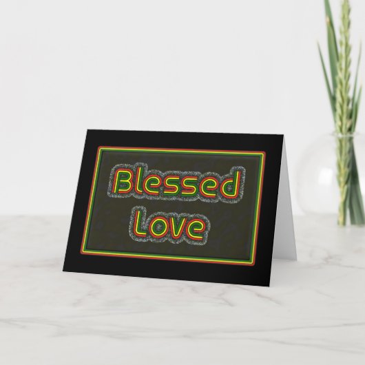 Rasta Color Vetgedrukte tekst 'Blessed Love' kaart (Voorkant)