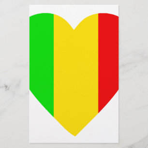 Rasta Colored Heart Briefpapier