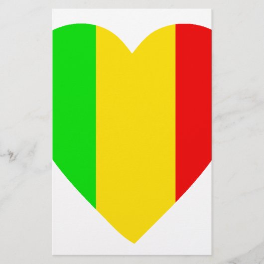 Rasta Colored Heart Briefpapier (Voorkant)