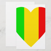 Rasta Colored Heart Briefpapier (Voorkant / Achterkant)