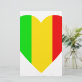 Rasta Colored Heart Briefpapier (Staand voorkant)