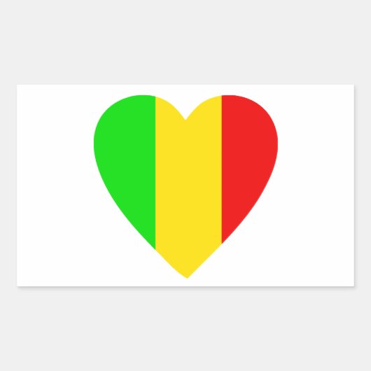 Rasta Colored Heart Rechthoekige Sticker (Voorkant)