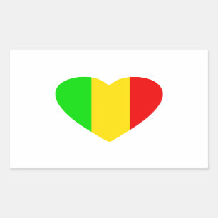 Rasta Colored Heart Rechthoekige Sticker