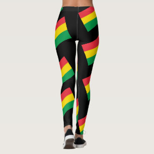 Rasta Colors Green Yellow Red Flag Stripes Leggings
