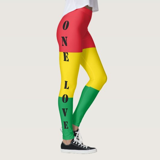 Rasta Colors Green Yellow Red Stripes Patroon Leggings (Rechts)