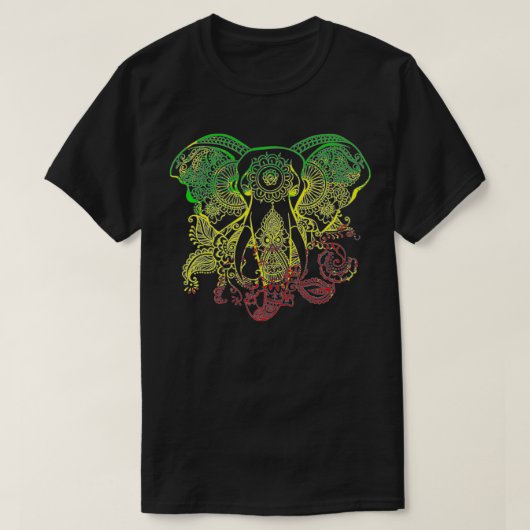 Rasta Colors Rastafarian Retro Elephant Reggae Jam T-shirt (Design voorkant)