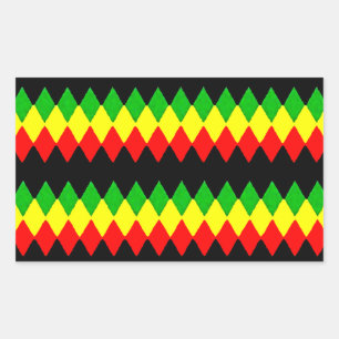 Rasta Diamonds. Red Gold en Green. Jah Rastafari Rechthoekige Sticker
