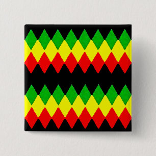 Rasta Diamonds. Red Gold en Green. Jah Rastafari Vierkante Button 5,1 Cm