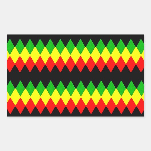Rasta Diamonds. Rood goud en groen. Jah Rastafari Rechthoekige Sticker (Voorkant)