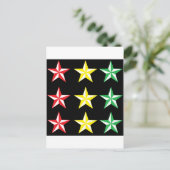 Rasta en zwarte sterren briefkaart (Staand voorkant)