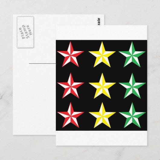 Rasta en zwarte sterren briefkaart (Voorkant / Achterkant)